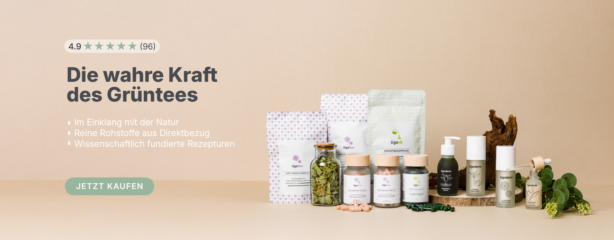 Banner image showing Tigogreen wellness products