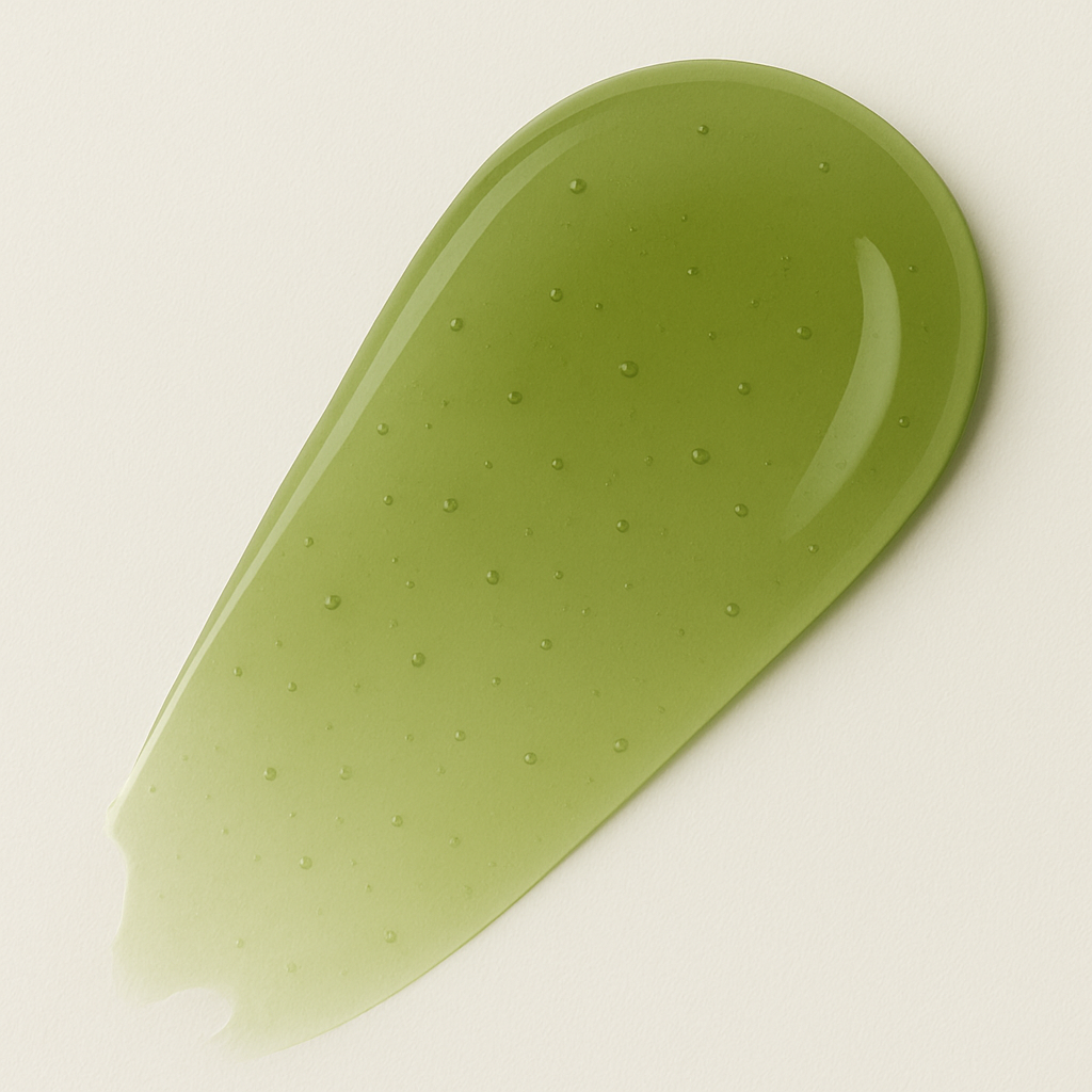 Textur des tigoderm Green Balance Waschgels: Grünes, moussierendes Gesichtswaschgel mit Hyaluron und Grüntee-Extrakt.